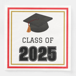 Guardanapo De Papel De Jantar Classe de 2025 Vermelho e Dourado