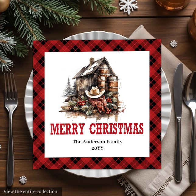 Guardanapo De Papel De Jantar Classic Western Christmas Plaid Paper Napkins (Classic Western Christmas Plaid Paper Napkins)