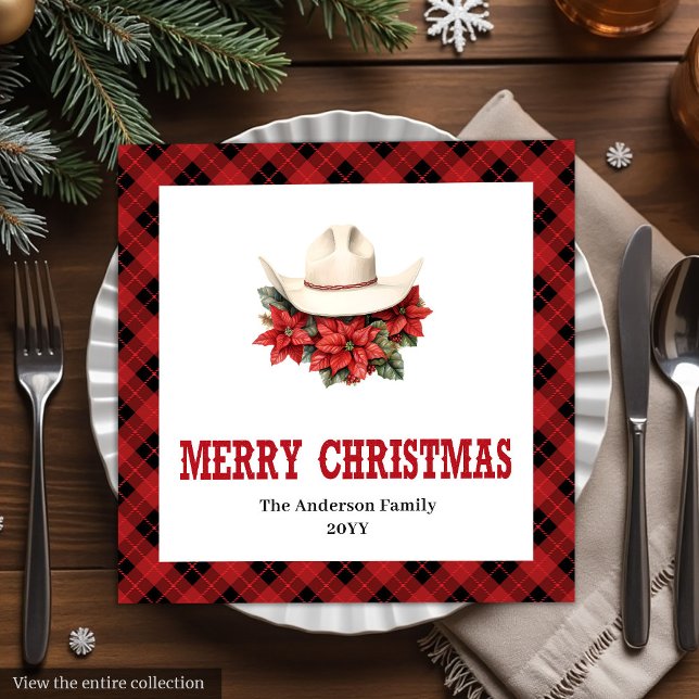 Guardanapo De Papel De Jantar Classic Western Red Black Christmas Napkins (Classic Western Red Black Christmas Napkins)