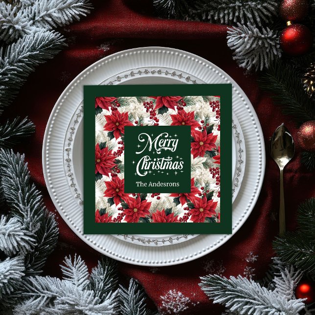 Guardanapo De Papel De Jantar Clássico Natal Napkins Red Green Nome Personalizad (Classic Christmas Napkins Red Green Custom Name)