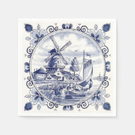 Guardanapo De Papel De Jantar Clássico Vintage Chic Dutch Windmill Delft Blue