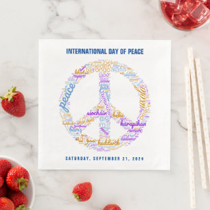 Guardanapo De Papel De Jantar Cloud mundial de sinais de paz no Dia Mundial da P