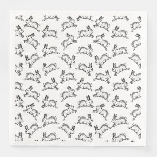 Guardanapo De Papel De Jantar Coelhos de coelho pretos & brancos