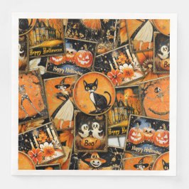 Guardanapo De Papel De Jantar Colagem de Diversão de Halloween Retro Vintage