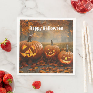 Guardanapo De Papel De Jantar Coleção da Família Spooky Pumpkins