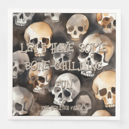 Guardanapo De Papel De Jantar Coloração d'água Spooky Skulls Monograma do Dia da