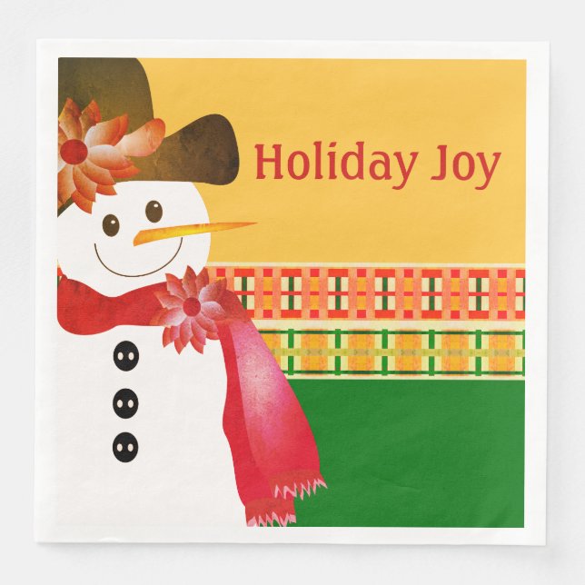 Guardanapo De Papel De Jantar Colorida Snowman (Frente)