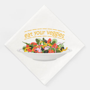Guardanapo De Papel De Jantar Coma seus vegetais Cite salada fresca misturar tig
