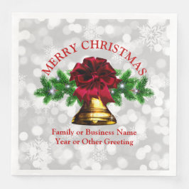 Guardanapo De Papel De Jantar Combinação - Set Dourado Bell Red Arco Natal