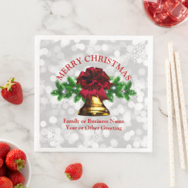 Guardanapo De Papel De Jantar Combinação - Set Dourado Bell Red Arco Natal
