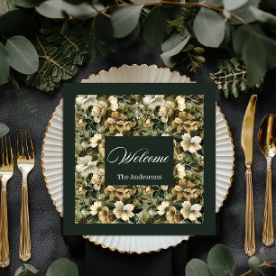 Guardanapo De Papel De Jantar Conjunto de Chiques Floral Dourado Personalizado
