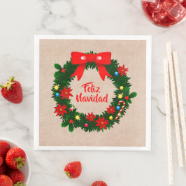Guardanapo De Papel De Jantar Conjunto Feliz Navidad Merry Christmas Coroa Janta