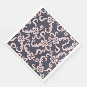 Guardanapo De Papel De Jantar Cora o laço floral branco cor-de-rosa em azuis
