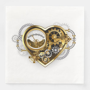 Guardanapo De Papel De Jantar Coração Steampunk com Manômetro