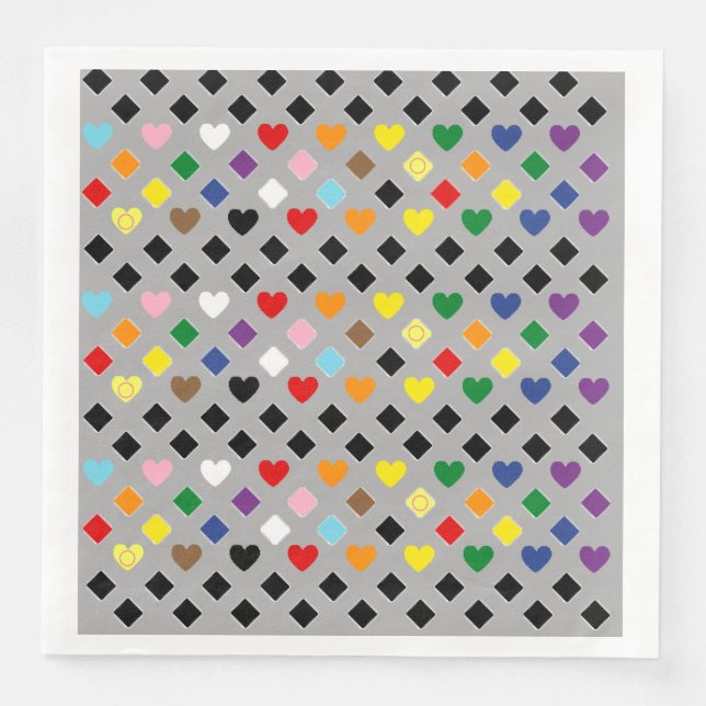 Guardanapo De Papel De Jantar Corações Arco-Íris (Frente)