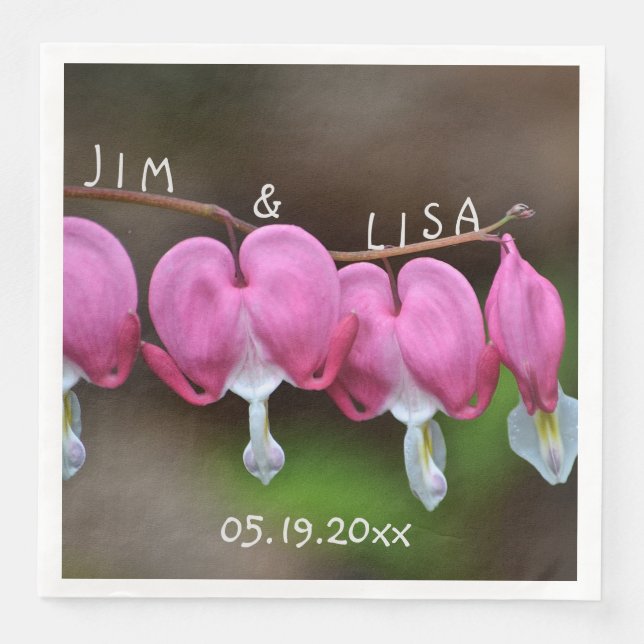 Guardanapo De Papel De Jantar Corações de Casamento Rosa (Frente)