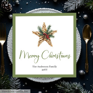 Guardanapo De Papel De Jantar Coroa de Natal Boêmia Minimalista em Neutro