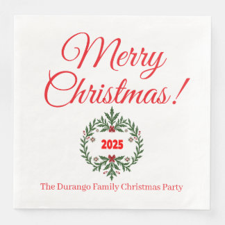 Guardanapo De Papel De Jantar Coroa Floral Festiva de Natal Personalizada para J