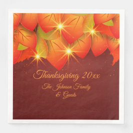 Guardanapo De Papel De Jantar Correspondência Ação de Graças Laranja Nome do Fol