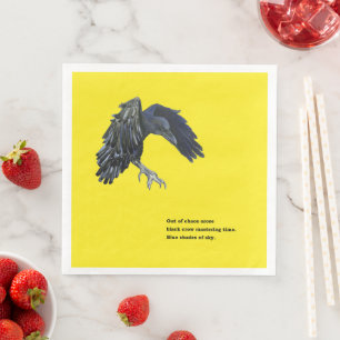 Guardanapo De Papel De Jantar Corvo Negro e Haiku