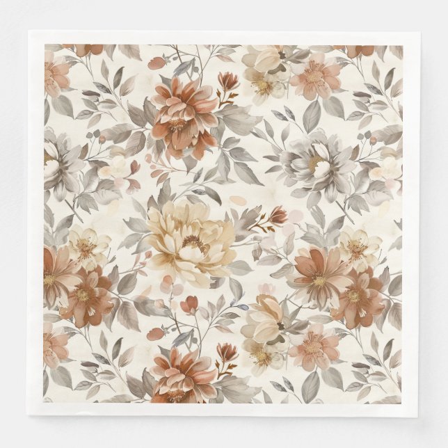 Guardanapo De Papel De Jantar Cozy Autumn Aesthetic Fall Floral Pattern (Frente)