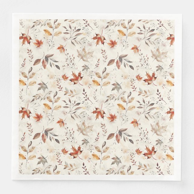 Guardanapo De Papel De Jantar Cozy Autumn Aesthetic Fall Leaves Botanical (Frente)