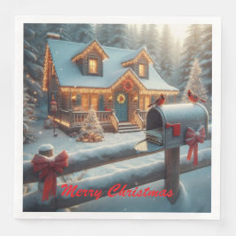Guardanapo De Papel De Jantar Cozy Christmas Cabin Winter Wonderland