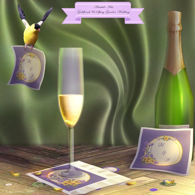 Guardanapo De Papel De Jantar Creme de Casamento de Jardim primavera (Spring into your wedding with Arisdale Arts Goldfinch Garden and Spring Garden Collection set.)