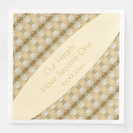 Guardanapo De Papel De Jantar Creme Dourado E Verde Com Cinza