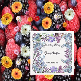 Guardanapo De Papel De Jantar Crianças Pastel Azul Lilac Hydrangea Bud Aniversár