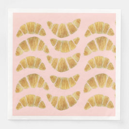 Guardanapo De Papel De Jantar Croissant Rosa Aquarela