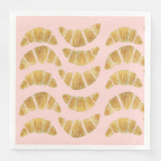 Guardanapo De Papel De Jantar Croissant Rosa Aquarela