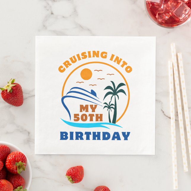 Guardanapo De Papel De Jantar Cruzando No Meu 50º Barco de Aniversário (Insitu)