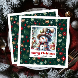 Guardanapo De Papel De Jantar Cute Christmas Snowman Napkins Personalized Kids
