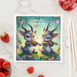 Guardanapo De Papel De Jantar Cute Saolas Jogando Violas em uma Floresta Mágica