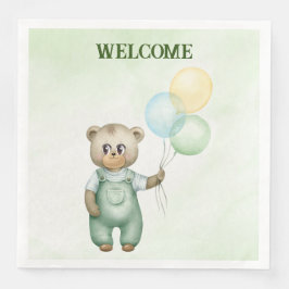 Guardanapo De Papel De Jantar cute teddy bear green background