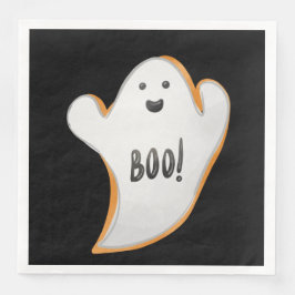 GUARDANAPO DE PAPEL DE JANTAR CUTE WHITE AND ORANGE HALLOWEEN GHOST