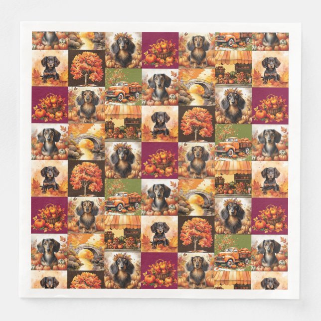 Guardanapo De Papel De Jantar Dachshund Fall Vibe (Frente)