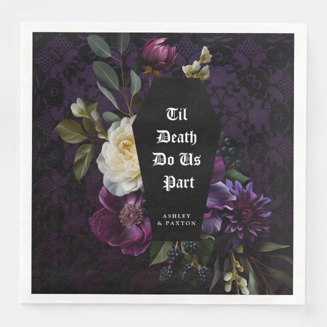 Guardanapo De Papel De Jantar Dark Academia Gothic Floral | Til Death Nos Parte (Frente)