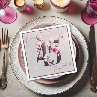 Guardanapo De Papel De Jantar Delicar Floral Personalizável 45.º Aniversário