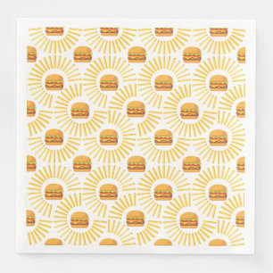 Guardanapo De Papel De Jantar Delicioso hamburguer com batatas fritas
