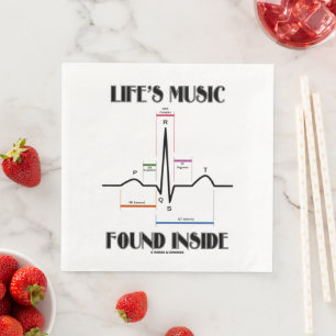 Guardanapo De Papel De Jantar Dentro de Música Encontrada da Vida (ECG/EKG Heart