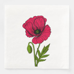 Guardanapo De Papel De Jantar Desenho de papoila vermelha