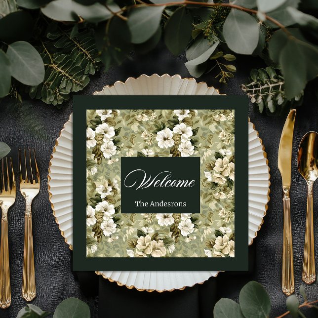 Guardanapo De Papel De Jantar Design Botânico Personalizado Dourado Napkins (Personalized Gold Napkins Chic Botanical Design)