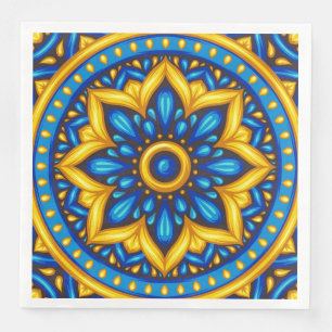 Guardanapo De Papel De Jantar Design mexicano de azul e amarelo