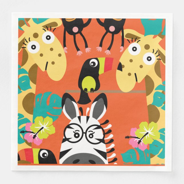 Guardanapo De Papel De Jantar Desperdício de animais da selva (Frente)