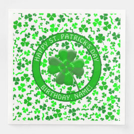 Guardanapo De Papel De Jantar Dia de São Patrício Aniversário Trevos Personaliza