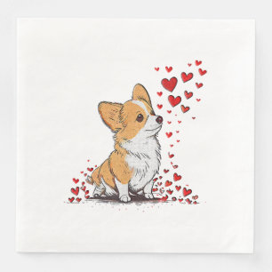 Guardanapo De Papel De Jantar Dia dos Namorados Cachorro Fofo Corgi Dia dos Namo