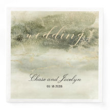 Dourada e Sage Watercolor Wave Calliografia Casame