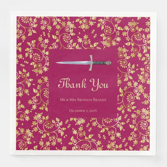 Guardanapo De Papel De Jantar Dourada medieval (Frente)